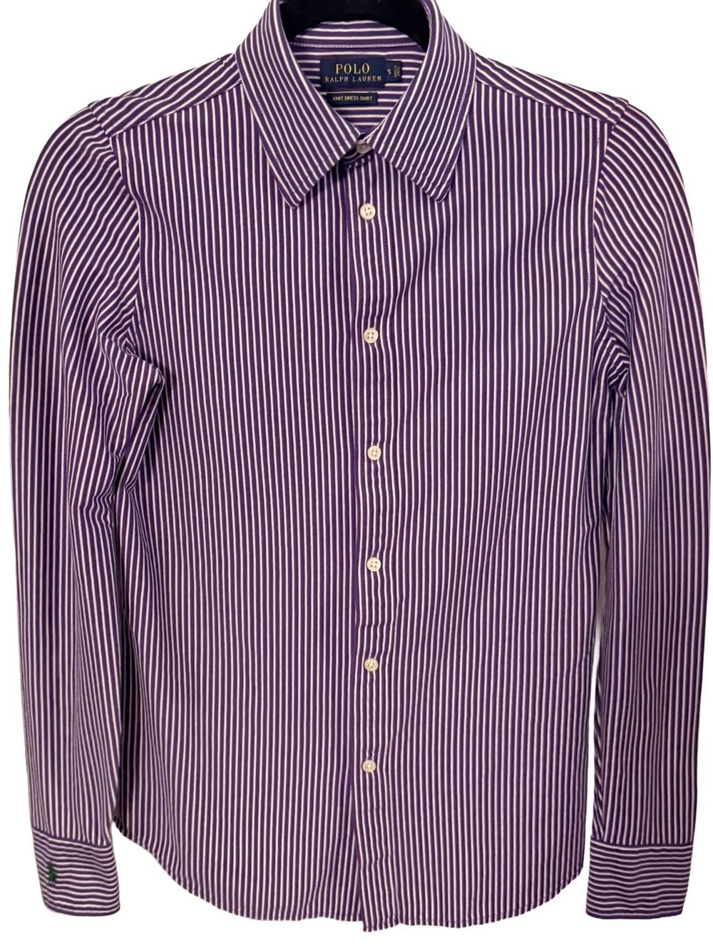 Polo Ralph Lauren Women’s Button Down Shirt Purple W/ White Stripes Sz S